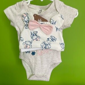 Adorable Disney baby onesie and hat set. NWT